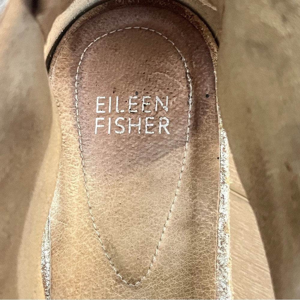 Eileen Fisher Sport Sandal Wedge‎ Women 8.5 Bronze Frozen Metallic Suede Strappy - Picture 6 of 13